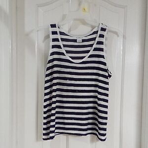 Liz Claiborne Navy and White Striped Tank Top